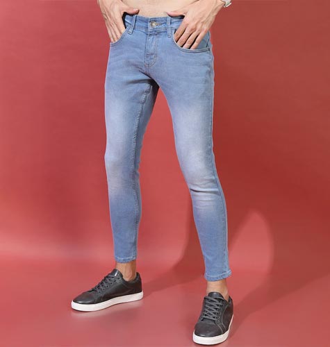 Men Blue Tapered Fit Heavy Fade Stretchable Jeans